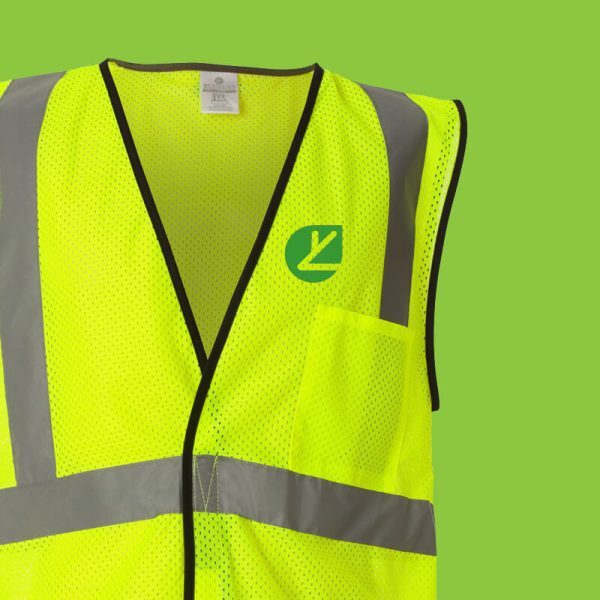 Fluorescent safety vest printed with one-color logo