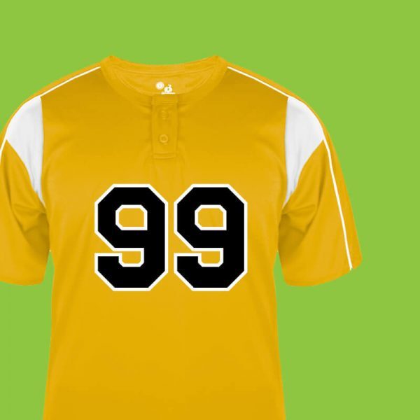Yellow Uniform with black and white numbers